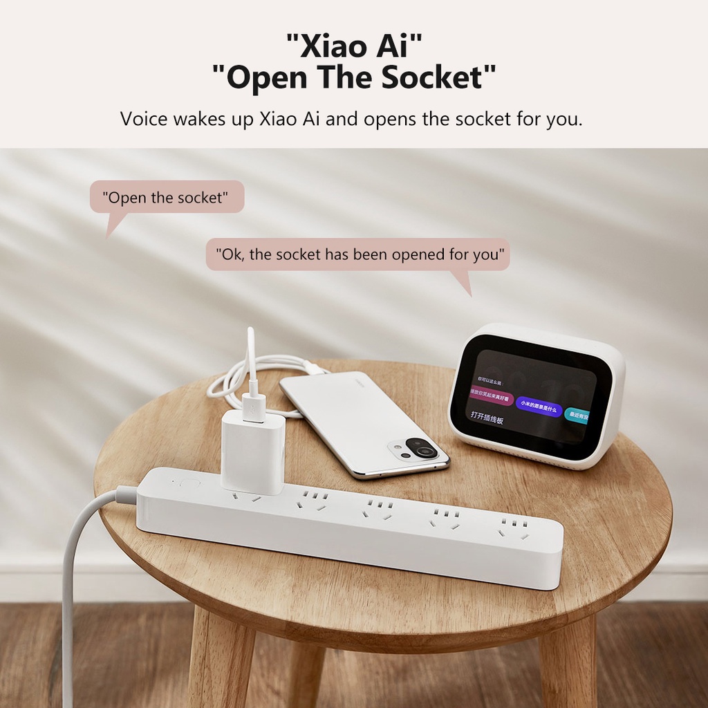 Xiaomi Power Strip 2outlet Jaring Bluetooth Pintar 5lubang Socket Plug Standar Pengisian Cepat Bekerja Untuk Remote Control Aplikasi Mihome