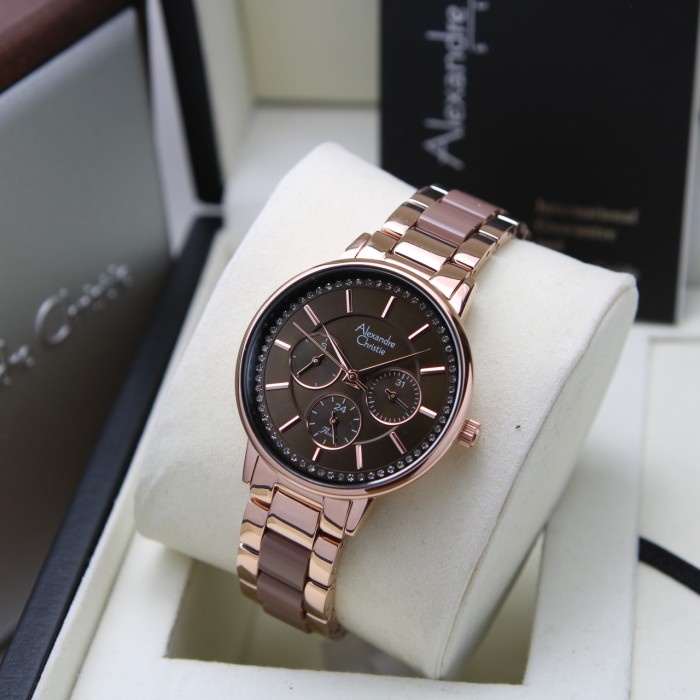 ALEXANDRE CHRISTIE AC 2A31 ROSEGOLD BROWN WANITA. ORIGINAL