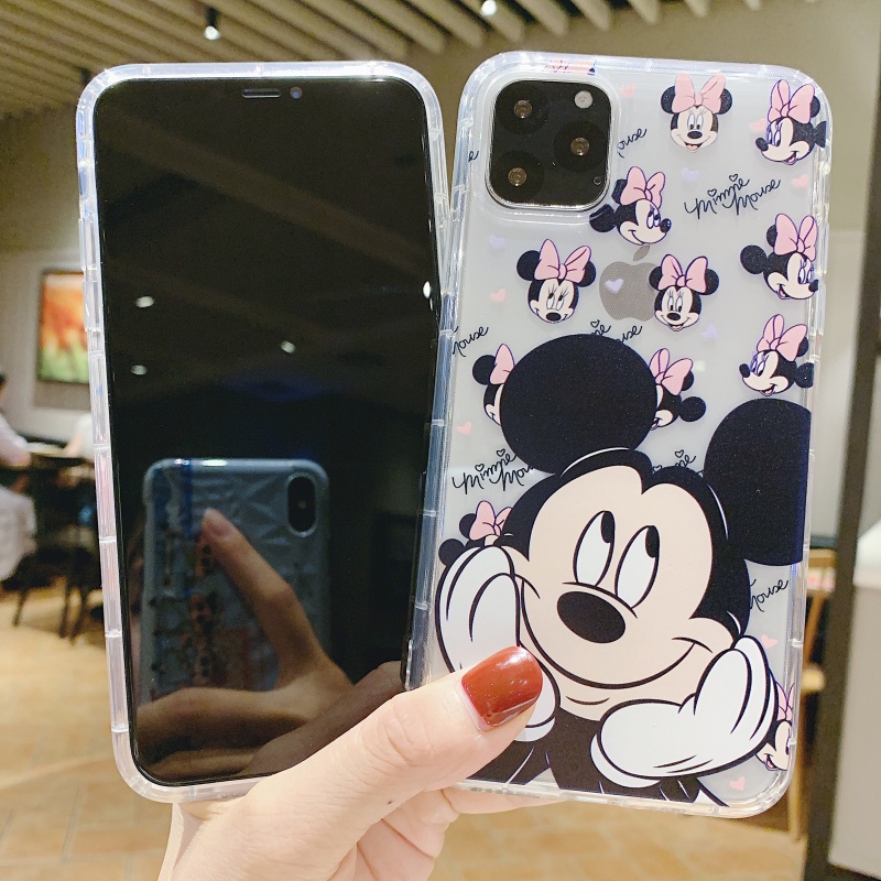 New Pelindung Casing Hp Pasangan Mickey Minnie Silikon Transparan Paket Lengkap Soft Case Untuk iPhone