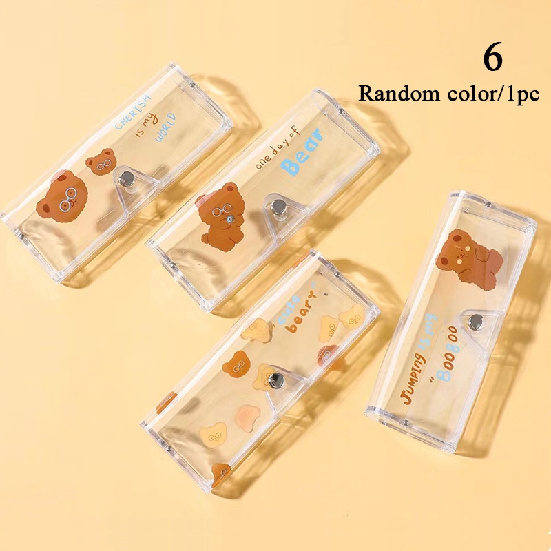 1pcs Tas Penyimpanan Kacamata PVC Transparan Warna Acak Pelindung Kacamata Travel Eyewear Accessoires