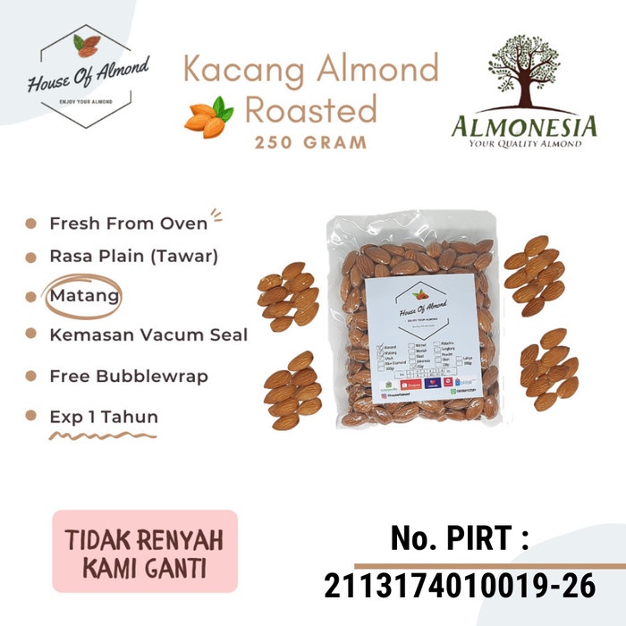 

PROMO RAMADHAN!! Kacang Almond Panggang Premium Almonesia 250gr