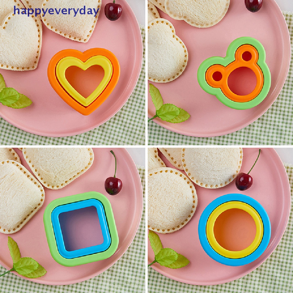 [happy] Set Pemotong Sandwich Stainless Steel Cetakan Pembuat Kue Kering Makanan DIY Untuk Sandwich Anak [ID]