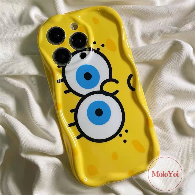 IPHONE Case Kompatibel Untuk Iphone11 14 13 12 Pro Max XR 6 6s 8 7 Plus X XS Max SE 2020 3D Wavy Curved Edge Glossy Lucu SpongeBob SquarePants Patrick Star Teman Baik Soft Cover