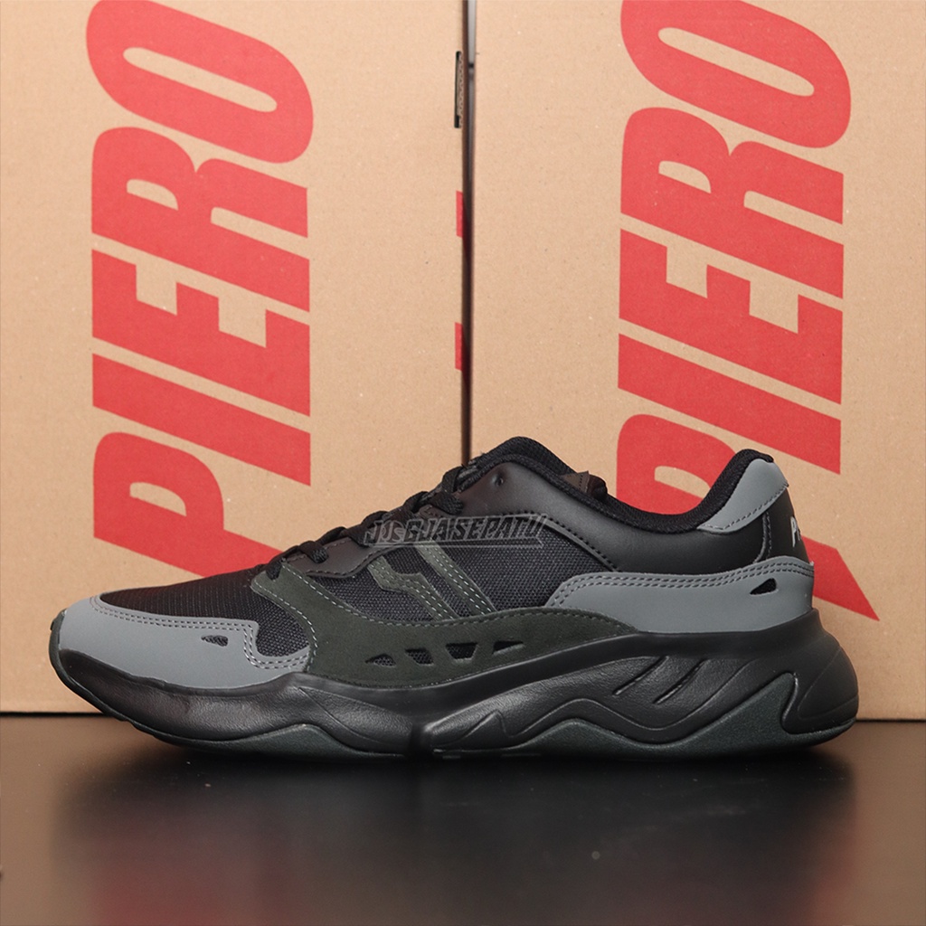 Piero Sepatu Sneakers Ergo - Black/Grey