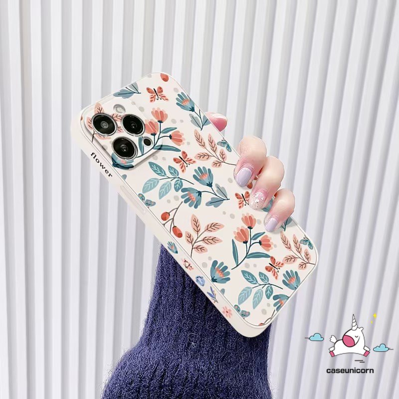 Bunga Sisi Print Case Oppo A17 A16 A5 A5s A57 A54 A17K A15 A94 A96 A95 A12 A3s A76 A7 Reno 8T 5F 8 7 6 5 A9 A78 A55 A53 A31 A1K A16K A74 A16E A52 Fresh Bunga Daun Sarung Soft Cover