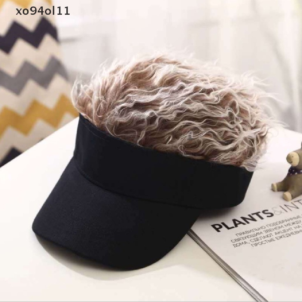 Xo 1pc Topi Baseball Rambut Flair Palsu Pelindung Matahari Menyenangkan Pesta Halloween Toupee Hat OL