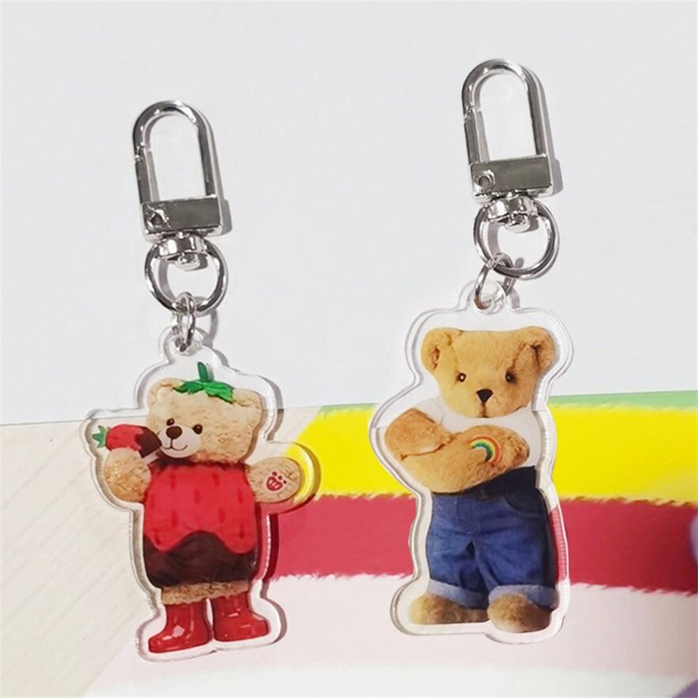 Kartun Akrilik Teddy Bear Gantungan Kunci Lucu Tas Liontin Dengan Anti Rontok Phone Case Pendant Sebagai Hadiah Hari Anak