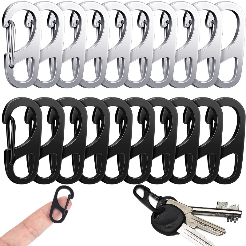 1 /5 /10Pcs Kreatif Serbaguna Untuk Gantungan Kunci Mobil, Tas Dengan Mata Tetap Pegas Mini Stainless Steel Gantungan Kunci Key Buckle Hooks Climbing Clip Tactical Spring Carabiner Backpack Clasp