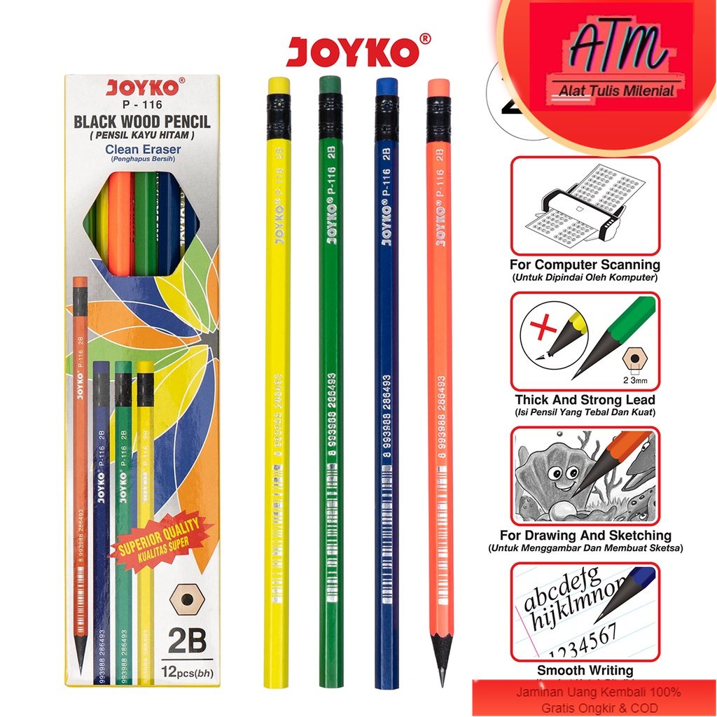

Pensil Pencil Joyko P-116 2B 1 Box 12 Pcs