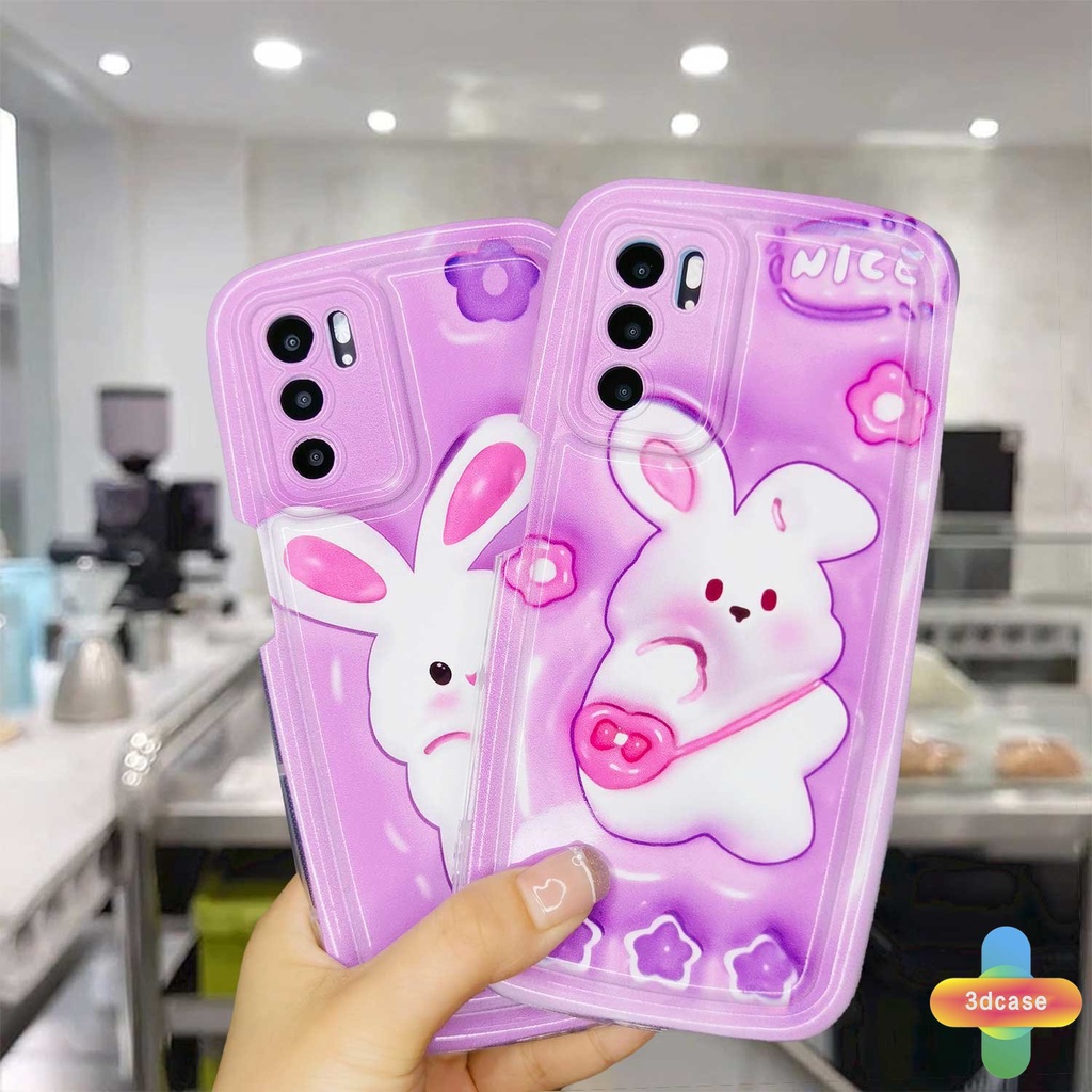 Case HP OPPO Reno 7 7Z 8Z 5 4 6 8 A57 A55 A57S A57E A7 A17 A17K A5 A9 A31 A53 A33 2020 A77S A15 A54 A5S A3S A76 A96 A16 A95 A12 A12S A1K A16E A16K A54S  5F 5K 4F 4 5 06 Lite A74 A15S A52 A11K A92 A35 A36 Cartoon  Rabbit Camera Lens Protection Soap Case