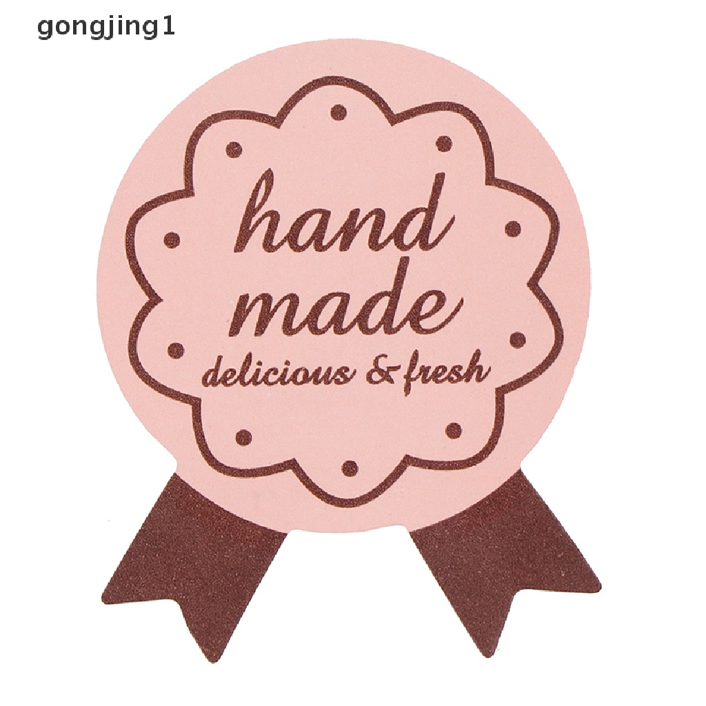 Ggg 75Pcs &quot;Hand Made&quot; Bow Tie DIY Segel Kemasan Sealing Sticker Label Hadiah Sticker ID