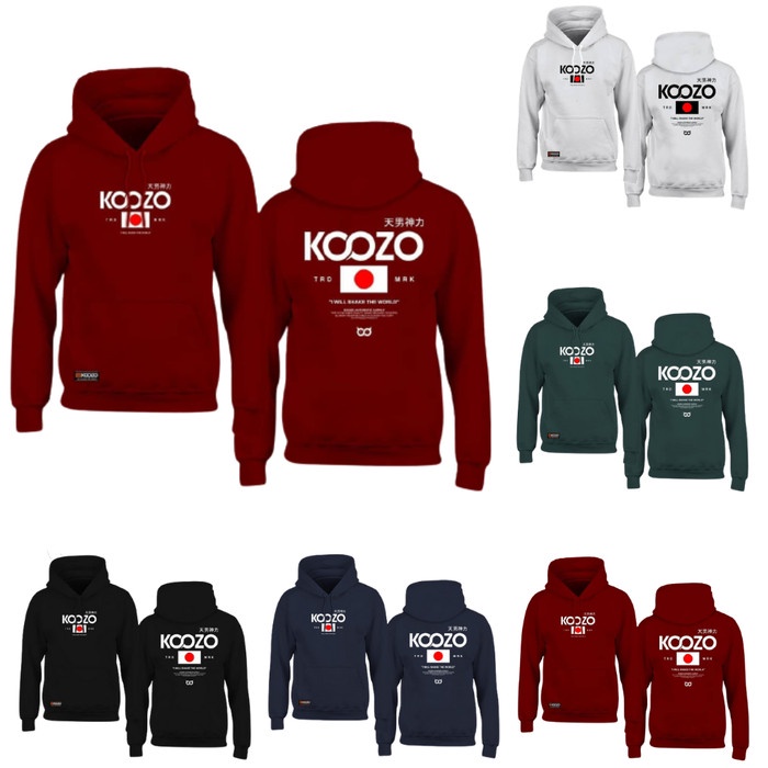 sweater hoodie pria original koozo jepang jaket cowok cewek terkini - Putih, L