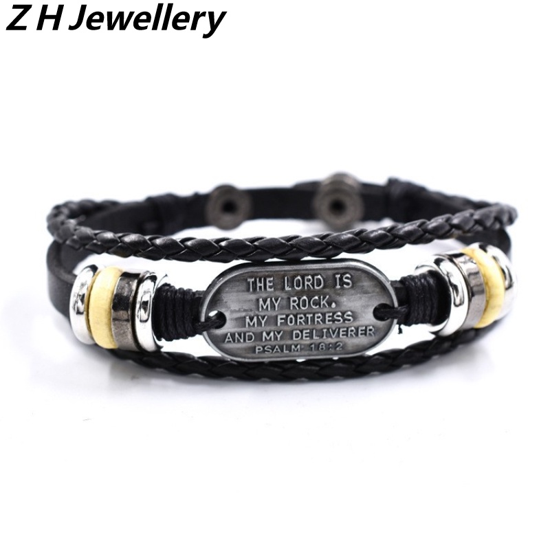 [Z H Perhiasan] Vintage Huruf Elemen Manik-Manik Gelang Kulit Fashion Pria Dan Wanita Anti Karat Multilayer Gelang Punk Pesta Rock Perhiasan Aksesoris