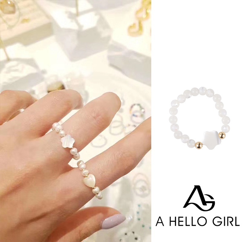 Gelang Tangan Elastis Aksen Bungamutiara Imitasi Gaya Retro Korea Untuk Wanita