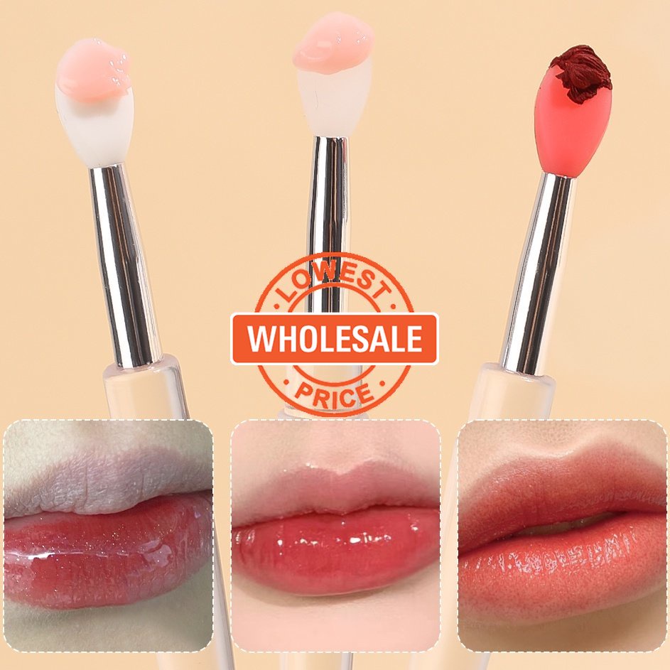 [Harga Grosir] 1pc 3warna Aplikator Lipstik Portable Kuas Bibir Silikon Dengan Tutup Kuas Bayangan Kuas Mini Lip Balm Lembut Perlengkapan Perawatan Bibir Alat Makeup Untuk Wanita