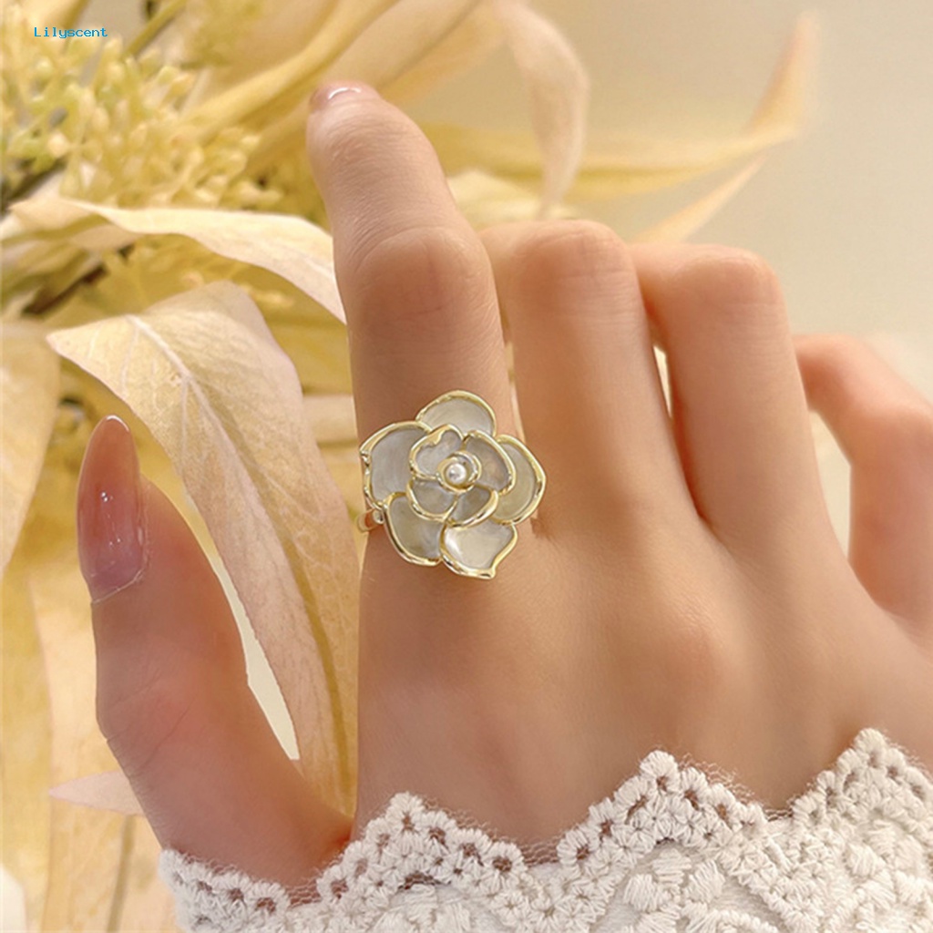 Lilyscent Cincin Jari Telunjuk Ringan Aksesori Perhiasan Dekorasi Bunga Knuckle Ring Electroplating