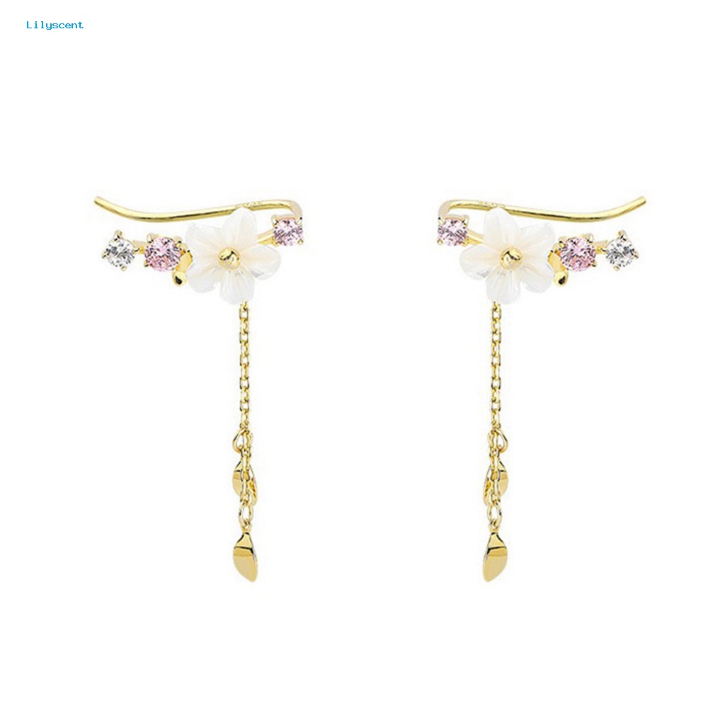 Lilyscent 1pasang Dainty Menjuntai Anting Fashion Perhiasan Berlian Imitasi Berkilau Wanita Anting Peri