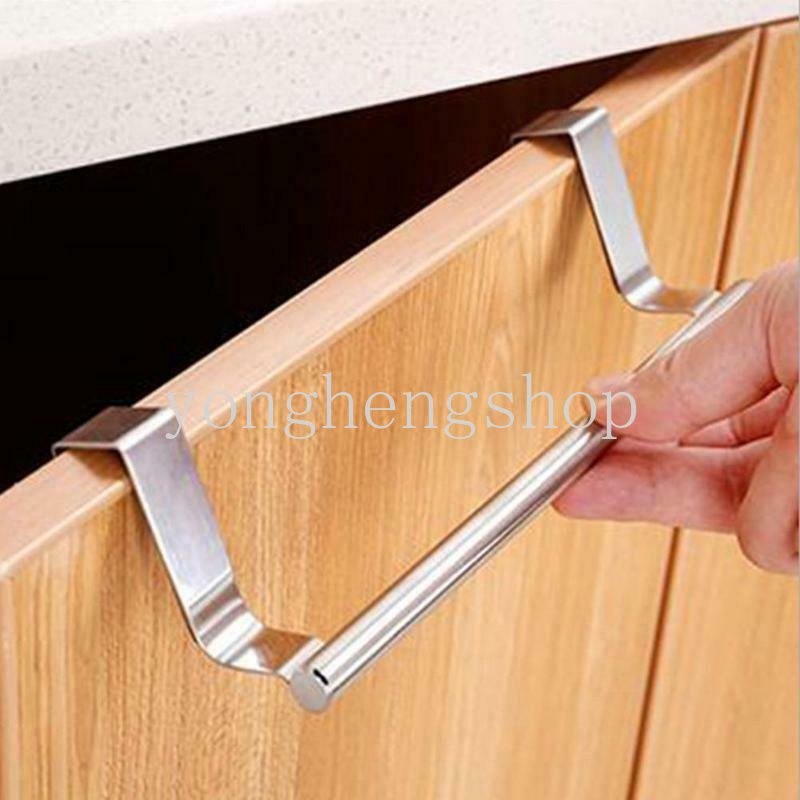 2ukuran Rak Handuk Stainless Steel Bar Over Door Gantungan Hook Lemari Dapur Rak Rak Kamar Mandi Tempat Handuk Berdiri Organizer Rumah