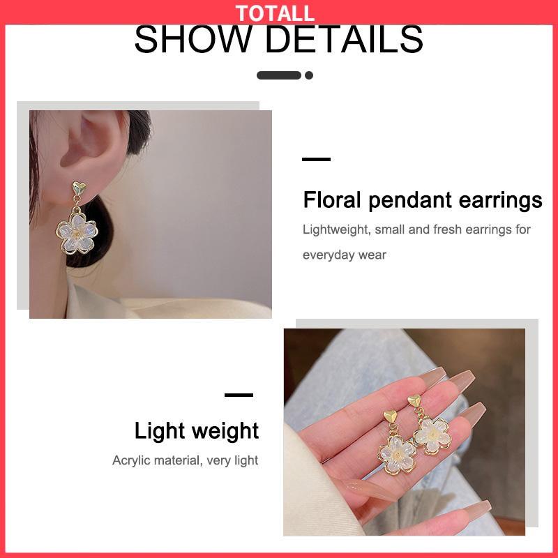 COD Anting Stud Kristal Bunga Bahan Akrilik Fashion Korea Gaya Untuk Wanita-Totall