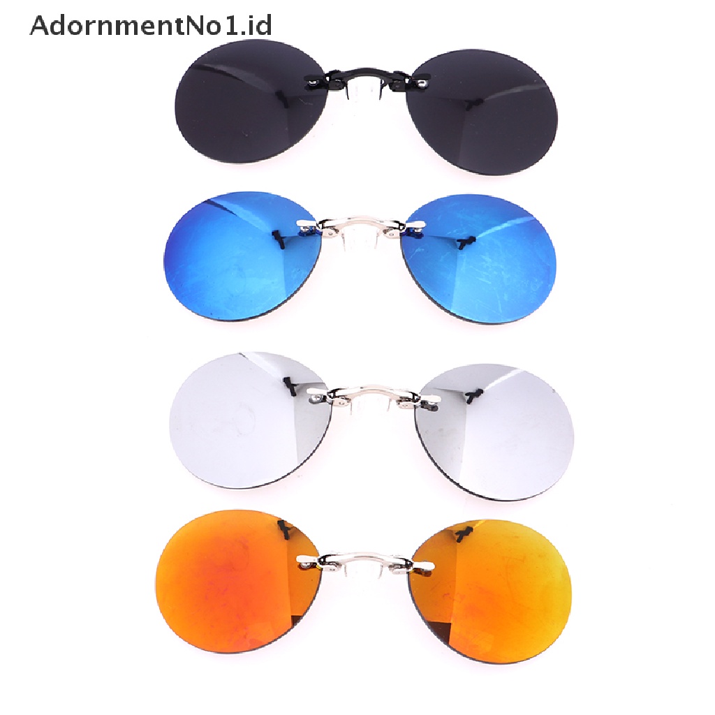 [AdornmentNo1] Kacamata Hitam Mini Tanpa Bingkai Clip On Hidung Lensa Kacamata Bulat Pria Eyeglasses [ID]