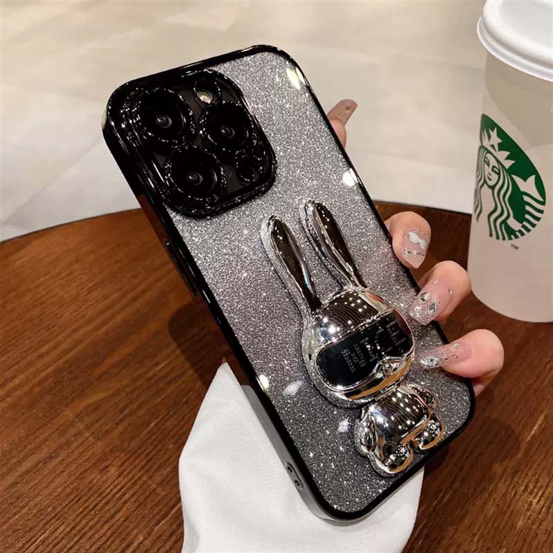 Premium aesthetic Kartun Kelinci Putih case iPhone 14 pro Max14 plus case iPhone 13 12 pro Max14 plus Kamera Mewah Perlindungan Lensa TPU Bening shockproof soft case