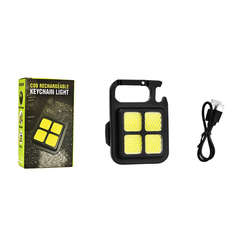 Multifungsi Mini Portable Silau COB Keychain Light USB Charging Lampu Darurat Pegangan Lipat Outdoor Camping Lighting Lamp Rumah Tangga Lampu Hias