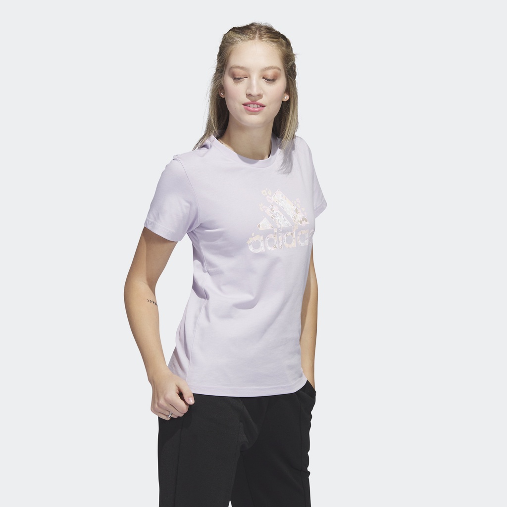 adidas T-Shirt Floral Badge of Sport Graphic Wanita Ungu H52232
