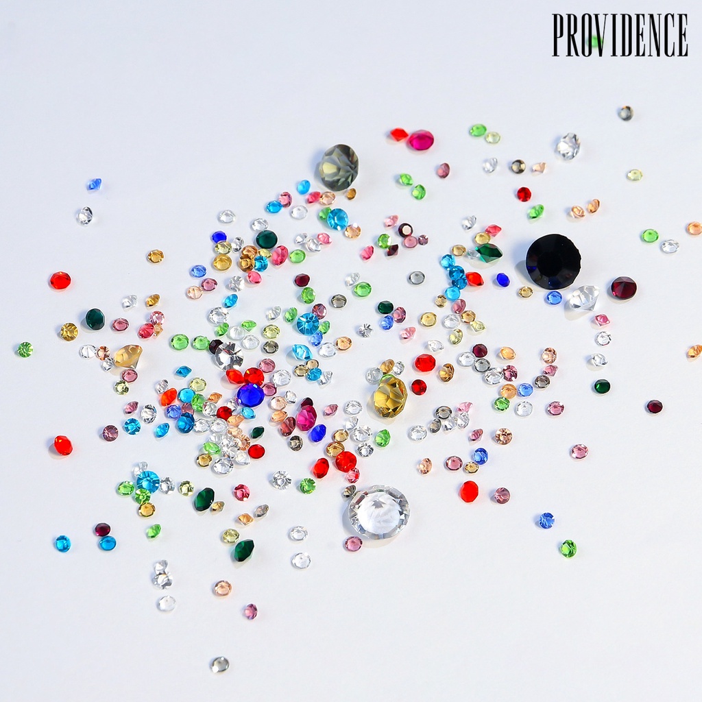 Providence 1tas Nail Art Berlian Imitasi Bersinar Glitter Berkilau DIY Mempesona Efek Visual Warna-Warni Dasar Runcing Pesona Kuku Dekorasi Salon Pasokan