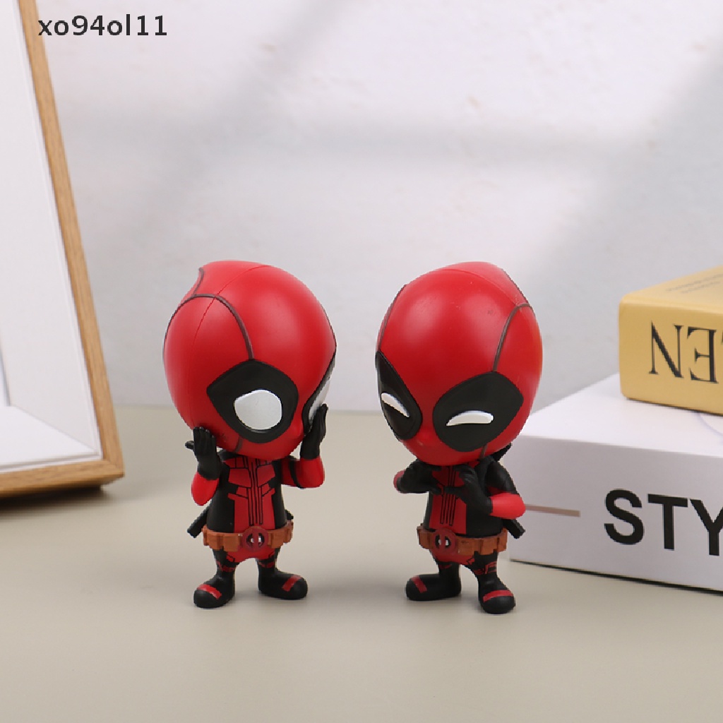 HOT TOYS Xo Marvel Anime Hot Mainan Cosbaby Deadpool Mini PVC Mini Action Figure Qversion Model Koleksisuper Hero Mainan Bobble Kepala Boneka Mobil Dekorasi Aksesoris OL