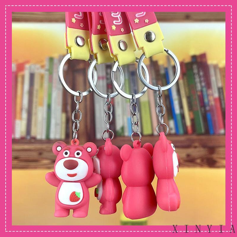 【Bayar di tempat】Boneka Gantungan Kunci Kartun Lucu Strawberry Bear Gantungan Kunci Silikon