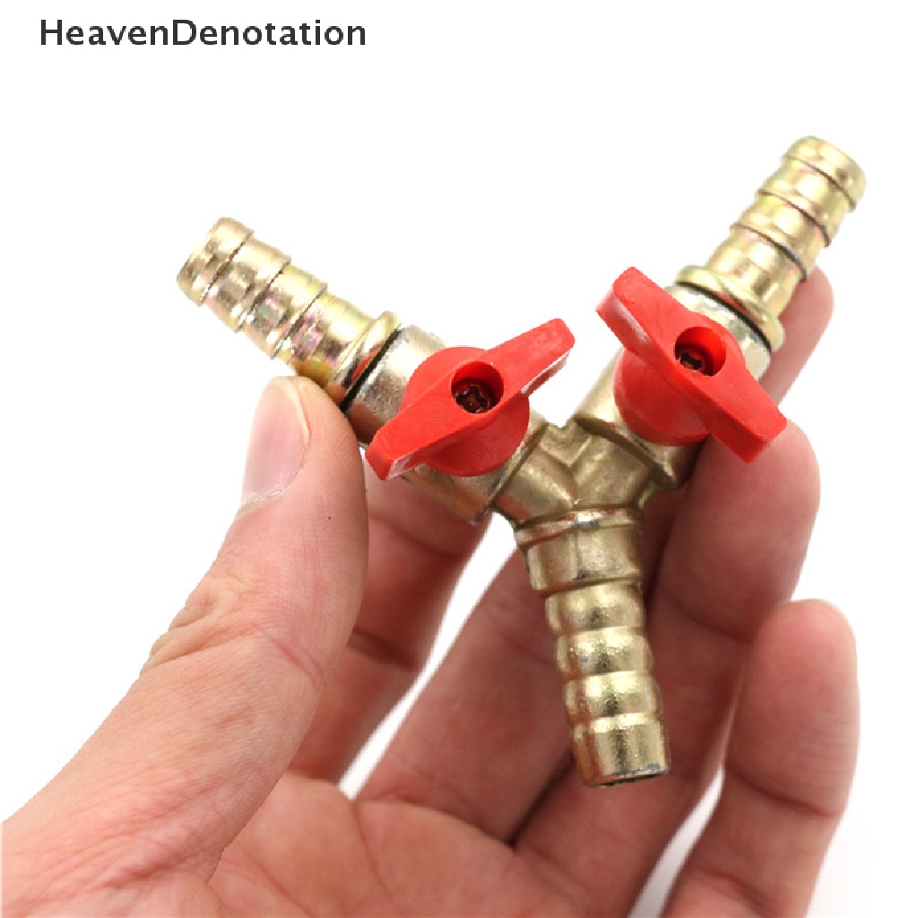 [HeavenDenotation] Ball Valve Y Shut off Kuningan 3arah Tee 3per8 &quot;10mm Barb Fuel Gas Oil/Valve Clamp  Konektor Tee gas Kuningan Tipe Y Pipa gas ball valve switch Kaos 3arah Y Tutup o