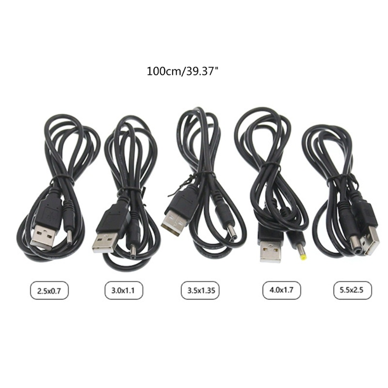 Cre USB Male to 3.0x1.1mm 2.5x0.7mm 4.0x1.7mm 5.5x2.5mm DC Barrel Jack Kabel Daya Colokan AC Transfer Konektor Charger