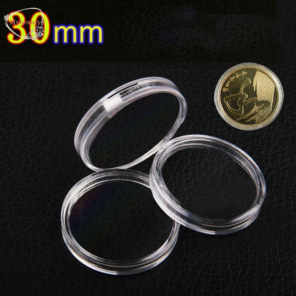 MXBEAUTY 10 Pcs Collecting Box 30mm Round Plastic Cases Capsules Holder New Coins Box Acrylic Clear Coin Storage/Multicolor