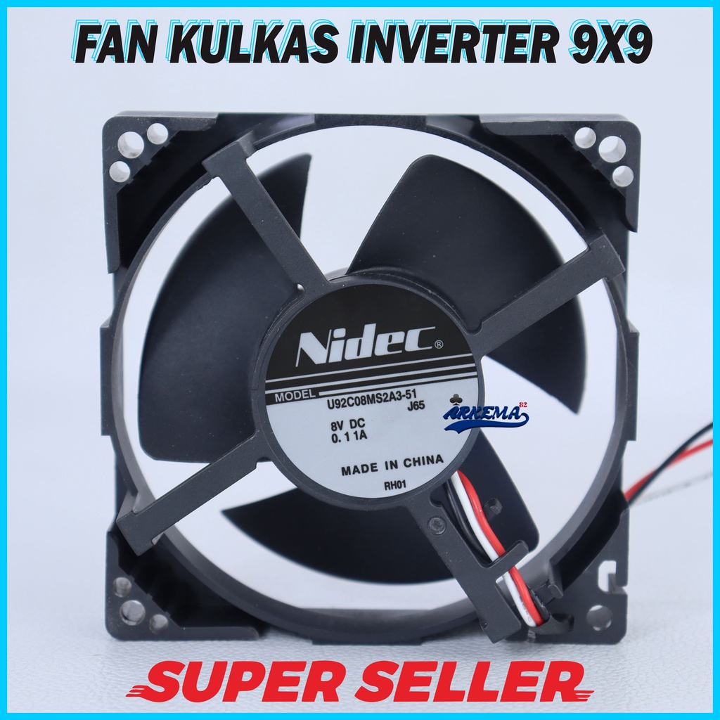 FAN KOTAK SANYO INVENTER DC 8V 9X9 NIDEC | MOTOR FAN KULKAS DC 8V | DINAMO FAN KULKAS  8 VOLT - ARKEMA