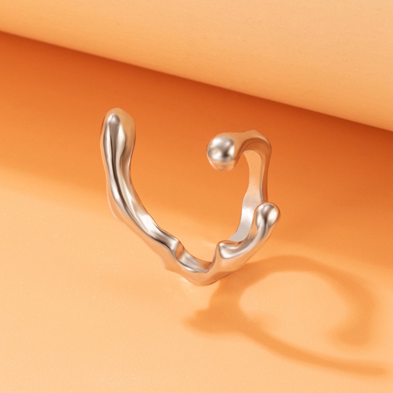 Punk Set Cincin Kupu-Kupu Cair Warna Perak Untuk Wanita Fashion Gelombang Tidak Teratur Metal Knuckle Rings Aesthetic Egirl Gothic Jewelry