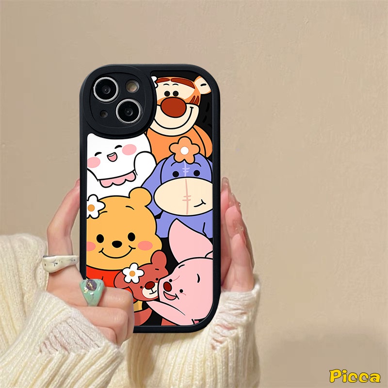 Kartun Strawberry Bear Winnie The Pooh Case Realme C53 C55 C31 C11 C12 C15 6i 9i 5 6 8i 8Pro C35 6s 8 5i 7i 10 Pro+C30 C25Y C20 C20A C25s C21Y C21 GT C2 C3 C17 Couple Empuk Sarung