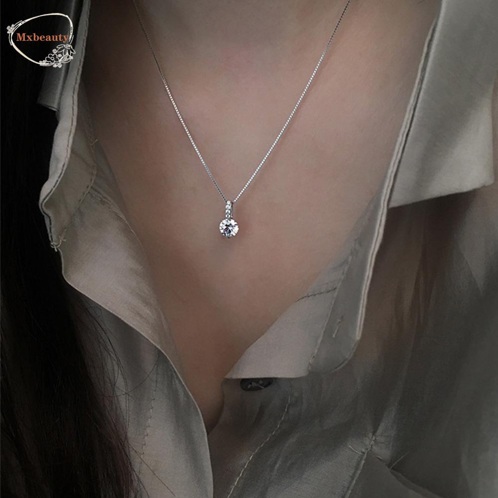 Mxbeauty AAA Zirkon Kalung Trendi Perhiasan Liontin Elegan Berlian Shiny Choker