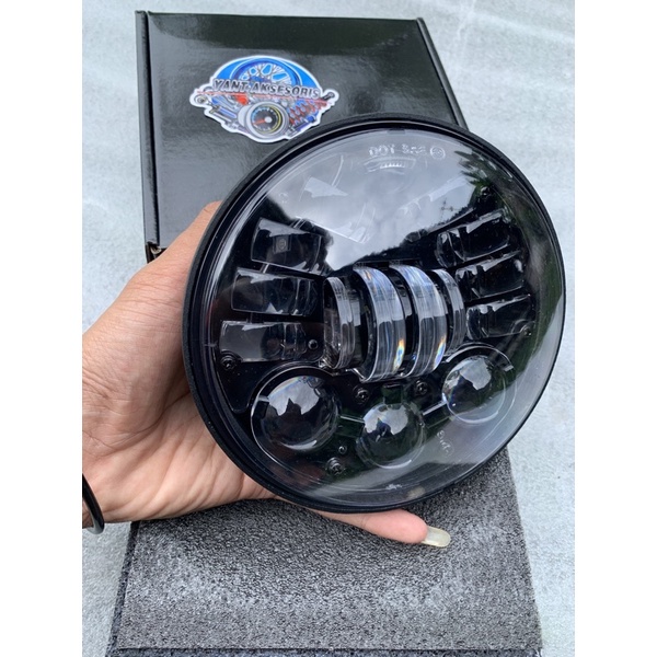 Lampu Daymaker 5 inch 5,75inch senja biru 16 LED import Sett Batok L2g press Chrome