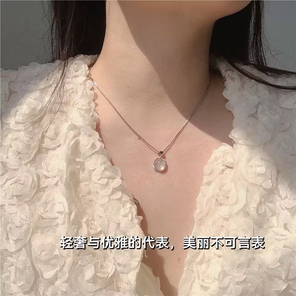 Ifyou Kalung Liontin Kristal Simple Choker Rantai Silver Sederhana Untuk Perhiasan Aksesoris Wanita