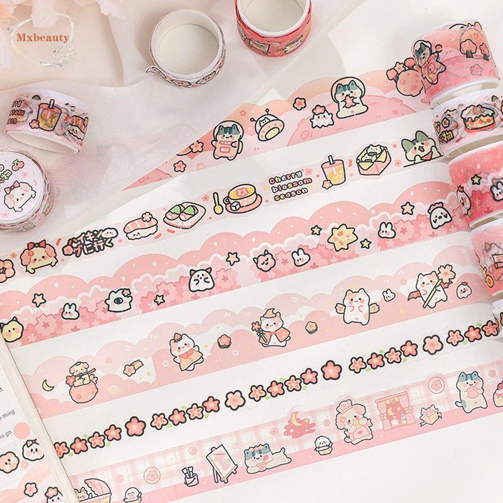 Mxbeauty Bahan Tape Diary Hias Label Pita Handbook Hias DIY Scrapbooking Pink Bunga Sakura Seri Tape Stiker Masking Tape