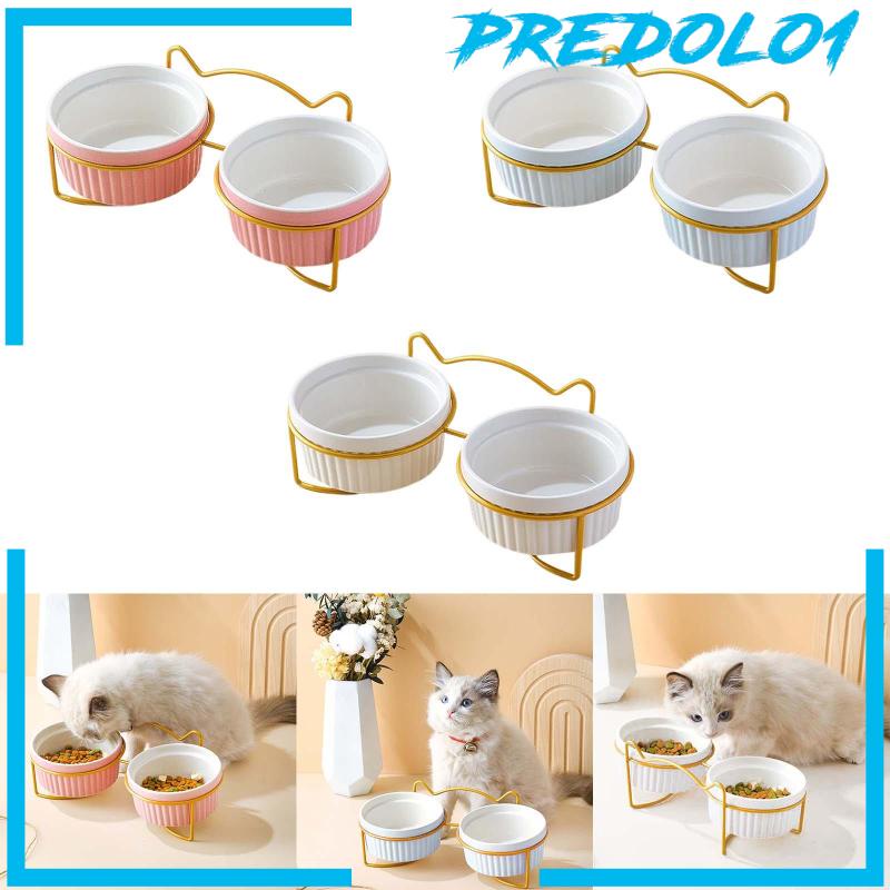 [Predolo1] Raised Cat Food Bowl Food Dispenser Mangkuk Makanan Anjing Mangkuk Makan Makanan Air Cat Dish