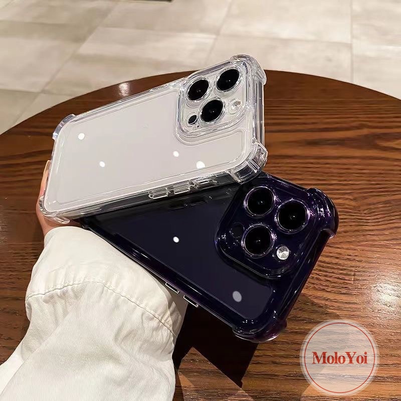 IPHONE Casing Warna Permen Macaron Simple Mewah Kompatibel Untuk Iphone11 14 12 13 Pro MAX XR 7 8 Plus X XS MAX Plating Electroplated Buttons Soft TPU Shock Resistant Back Cover