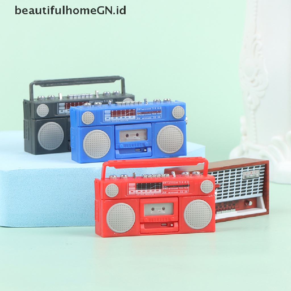 {Cantik} 1: 12rumah Boneka Miniatur Radio Model Recorder Player Mainan Boneka Furniture Decor~