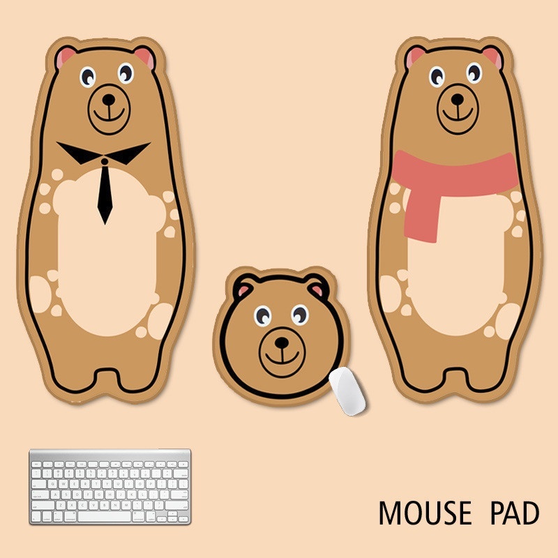 Brown Bear Family Mouse Pad Scarf Bear Mouse Pad Dasi Kupu Beruang Mouse Pad Kartun Hewan Mouse Pad Oversized Mouse Pad