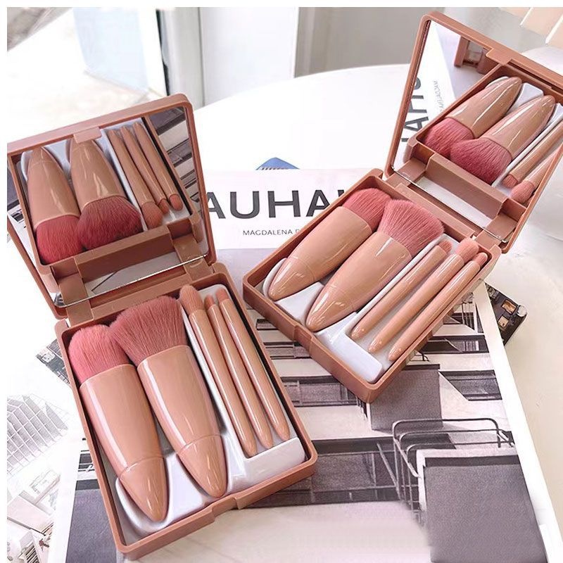 Tmall88 Make Up Brush Set Kuas Make Up Portable Plus Cermin