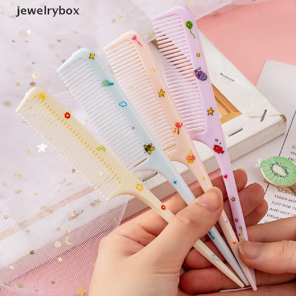 [jewelrybox] 2pcs/set Sisir Penata Rambut Anak Lucu Sisir Ekor Runcing Anti-Statis Untuk Butik Anak Perempuan