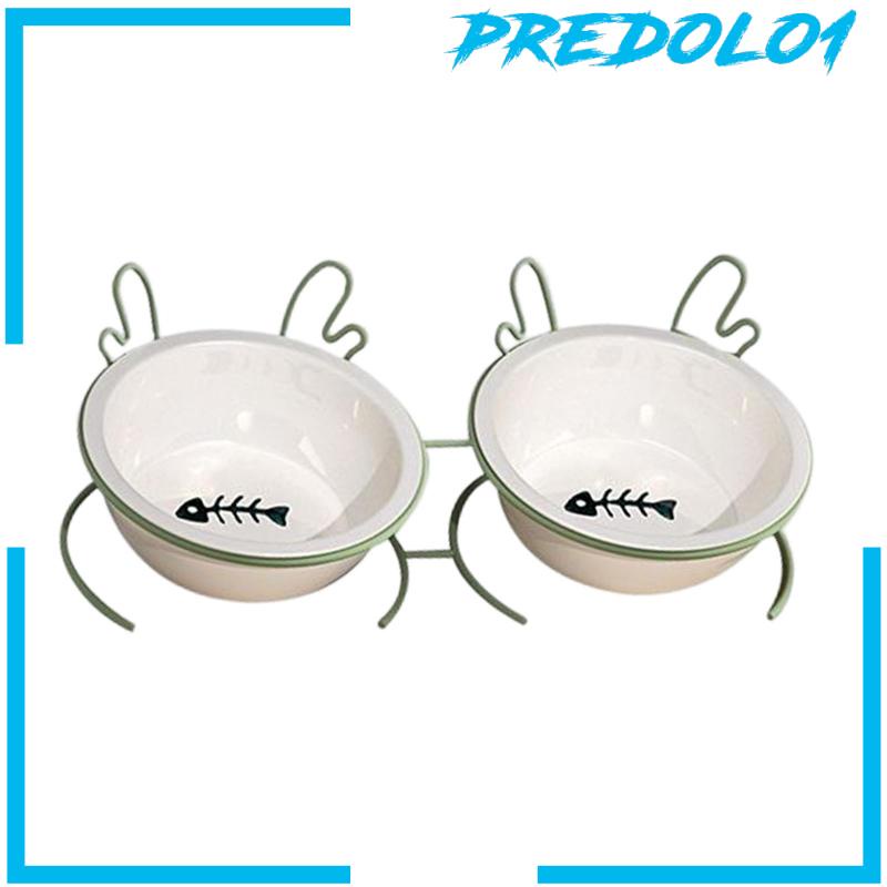 [Predolo1] Mangkuk Makanan Kucing Feeder Waterer Untuk Kucing Indoor Removable Raised Pet Water Bowl