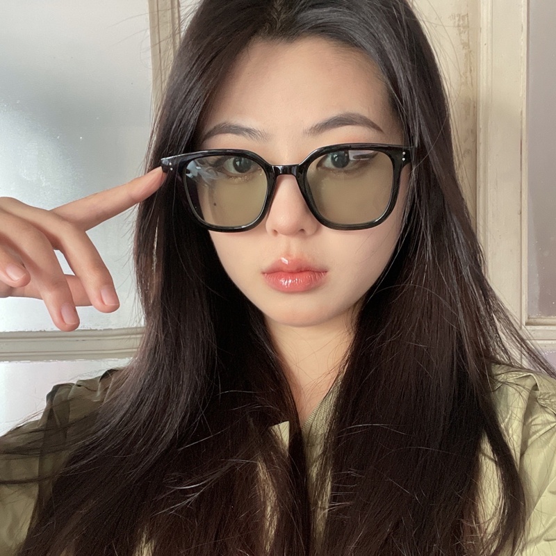 Papaozhu Cool Light Green Lens Square Sunglasses Untuk Pria Wanita Trendi Perlindungan UV400 Outdoor Driving Shades Personality Eyewear