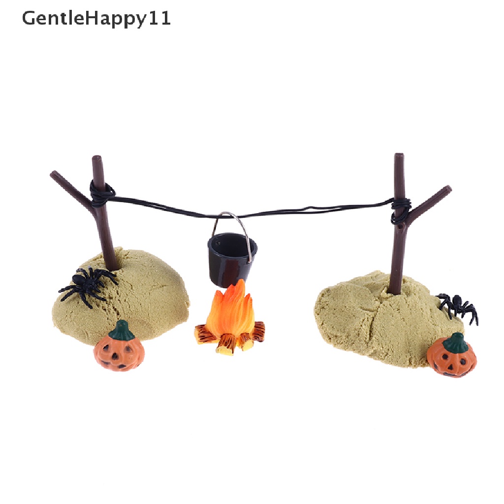 Gentlehappy 1Set 1: 12rumah Boneka Halloween Horror Dekorasi Mainan Kelelawar Tengkorak Sapu Spider Ornamen id