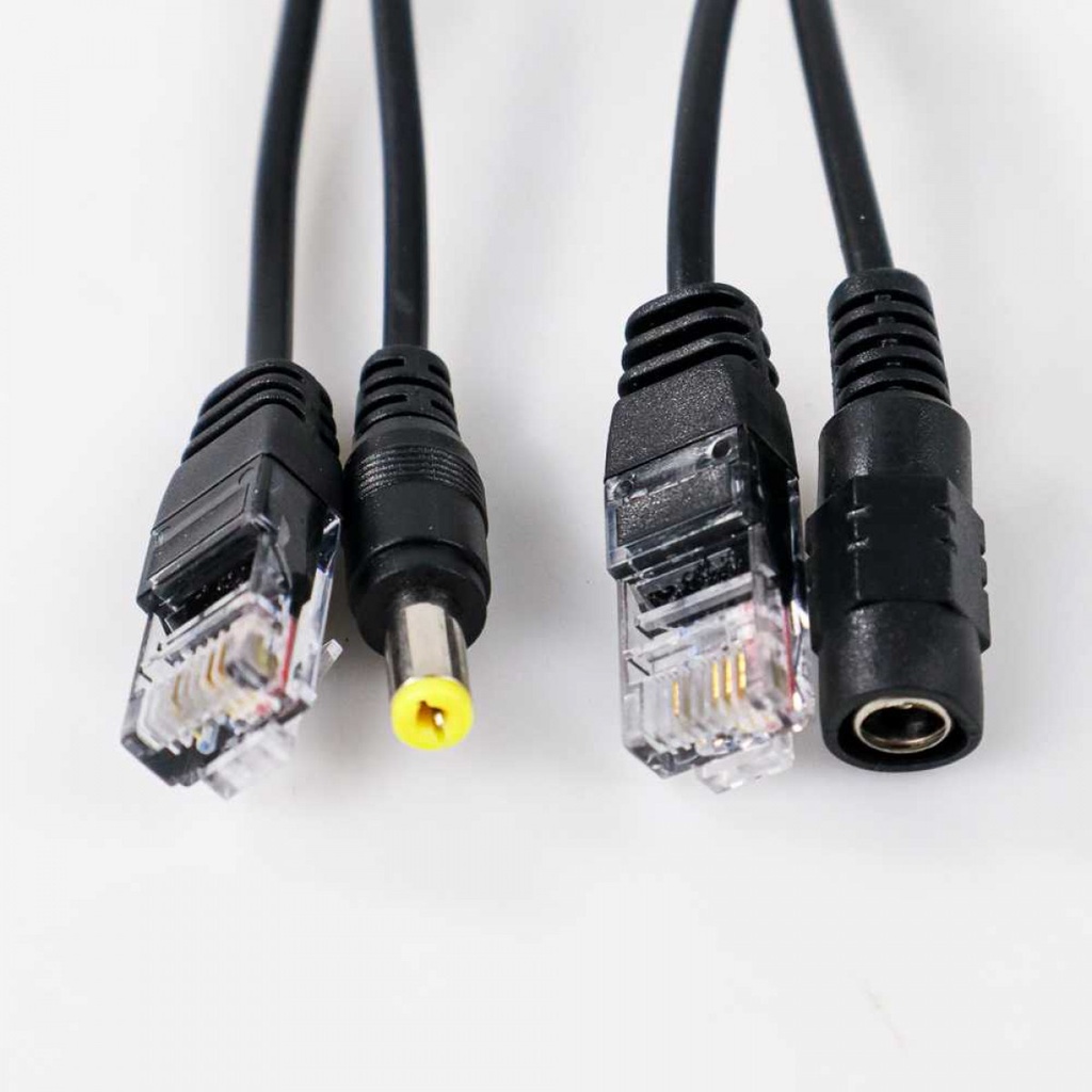 Passive PoE Power Over Ethernet Cable Male &amp; Female Power Plug